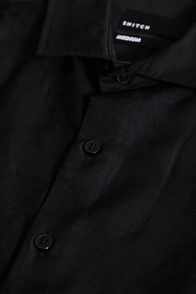 SNITCH Black Self-Design Shirt