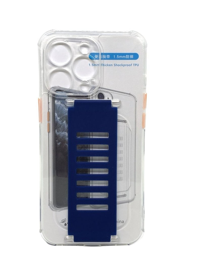 Protective Case Cover With Wristband For Apple iphone 13 Pro Clear/Blue - Image 2