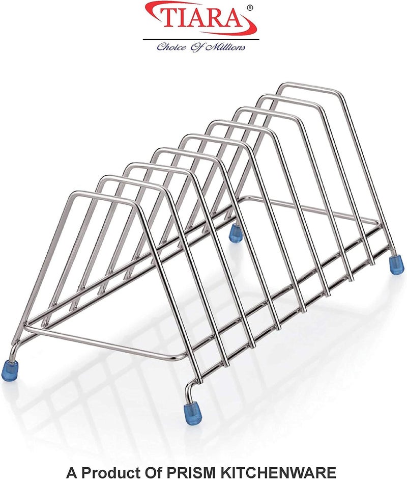 Tiara - Leo Stainless Steel Thali Rack, Dish Rack, Plate Stand, Dish Stand, Lid Holder Utensil Rack for Kitchen - 8 Section Plate Rack - Image 2