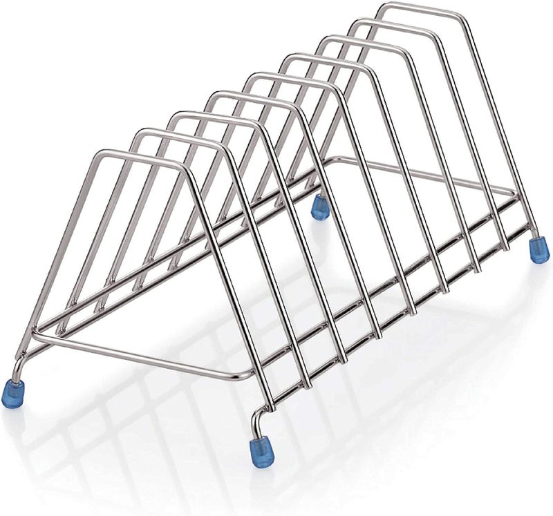 Tiara - Leo Stainless Steel Thali Rack, Dish Rack, Plate Stand, Dish Stand, Lid Holder Utensil Rack for Kitchen - 8 Section Plate Rack - Image 1