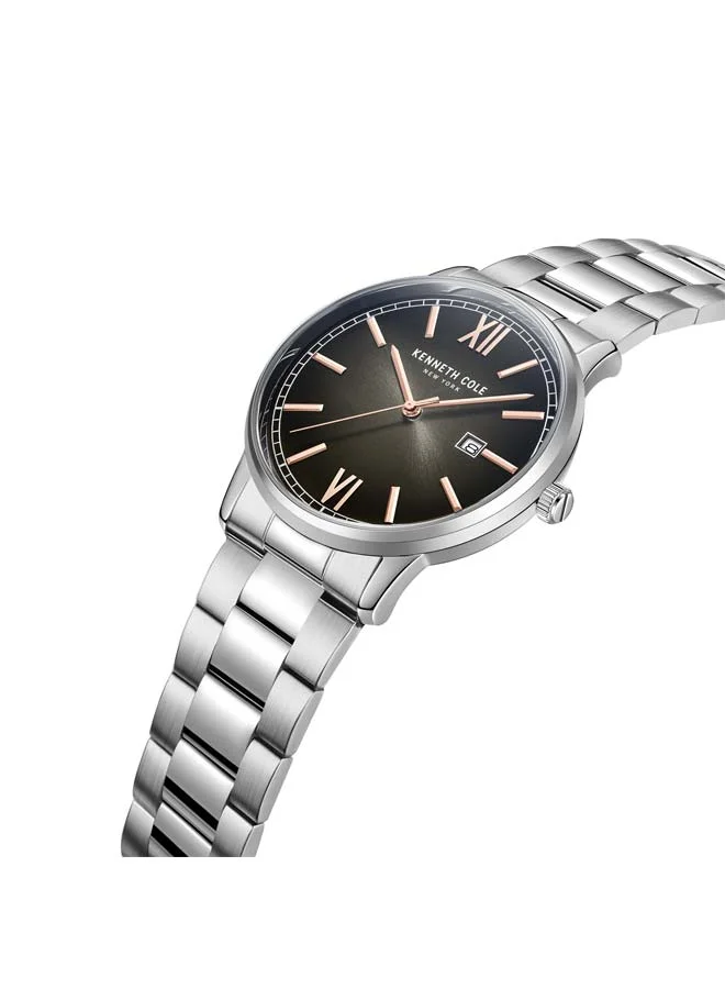 كينيث كول نيو يورك Modern Classic Black Dial Stainless Steel Bracelet Analog Watch for Men