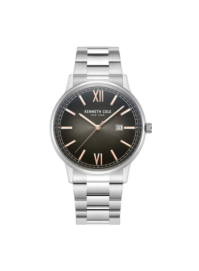 كينيث كول نيو يورك Modern Classic Black Dial Stainless Steel Bracelet Analog Watch for Men