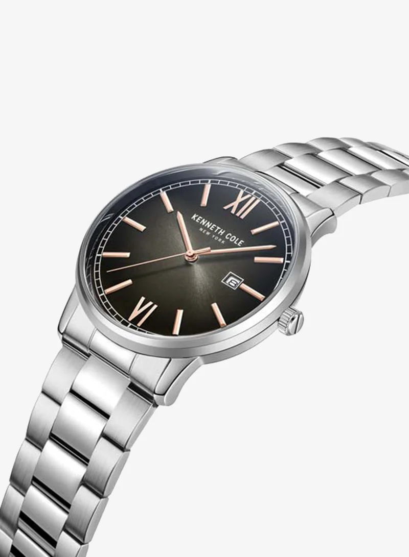 كينيث كول نيو يورك Modern Classic Black Dial Stainless Steel Bracelet Analog Watch for Men