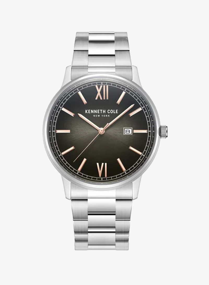 كينيث كول نيو يورك Modern Classic Black Dial Stainless Steel Bracelet Analog Watch for Men