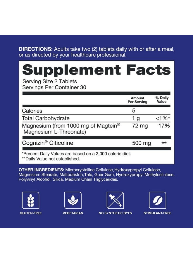 Qunol كوينول صحة الدماغ ذاكرة بلس، مغنيسيوم إل-ثريونيت وسيتوكولين، مكونات مختبرة سريريًا لتحسين الذاكرة والتركيز والانتباه والإنتاجية، 60 حبة (عبوة من 1) - Image 5