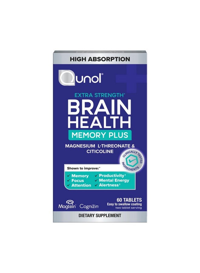 Qunol كوينول صحة الدماغ ذاكرة بلس، مغنيسيوم إل-ثريونيت وسيتوكولين، مكونات مختبرة سريريًا لتحسين الذاكرة والتركيز والانتباه والإنتاجية، 60 حبة (عبوة من 1) - Image 1