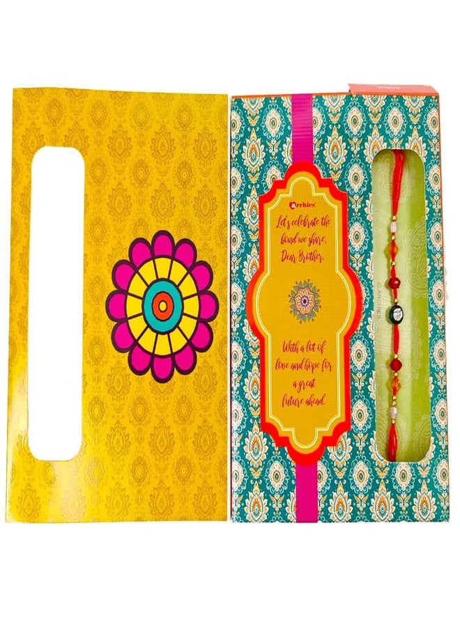 Archies Rakhi for Brother Special Box Card Combo, 1 Rakhi & Card Brother Design - ET01 - Image 1