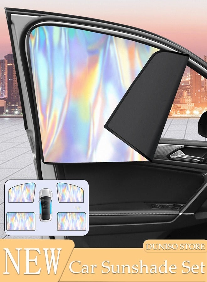DUNISO Car Side Window Sun Shade Set, 4 Pack Universal Magnetic Car Curtain with Blocks UV Rays, Automotive Window Sunshades, Window Sunshades Privacy Curtains - Image 1