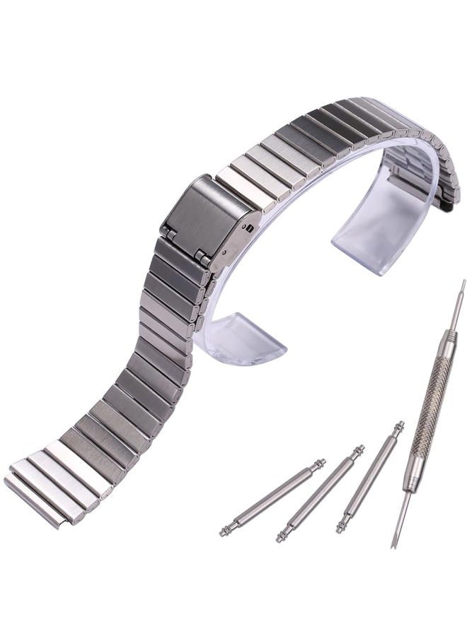 MCXGL 18mm Stainless Steel Strap Compatible with Casio A700W A158WA A168WA AE1000 Classic Bracelet Unisex Replacement Watch Band (silvery) - Image 1