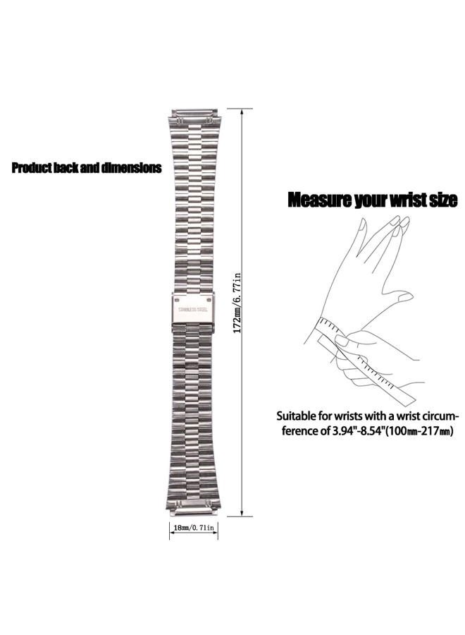 MCXGL 18mm Stainless Steel Strap Compatible with Casio A700W A158WA A168WA AE1000 Classic Bracelet Unisex Replacement Watch Band (silvery) - Image 2