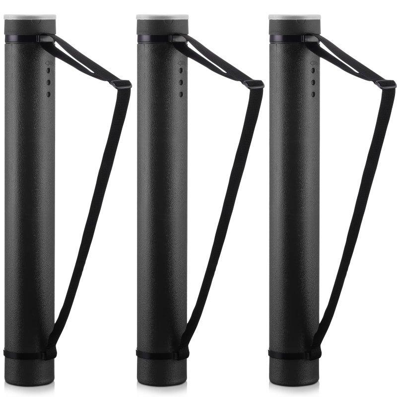 Mimorou 3 Pcs Extendable Poster Tubes Plastic Poster Document Storage Tube with Carrying Strap 24-40 Inch Expanding Blueprint Holder Telescoping Tube with Cap Waterproof Art Poster Tubes (Black) - Image 1