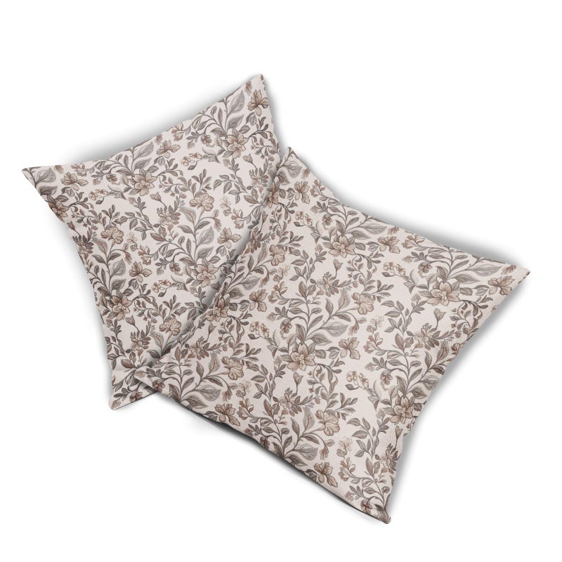 Sivirary Vintage Floral Pillow Covers 18x18 Inch Set of 2, Antique Flower Block Print Brown Grey Gray Pattern Decorative Throw Pillowcases Outdoor Farmhouse Cushion Covers Art Decor for Sofa Couch Bed - Image 5