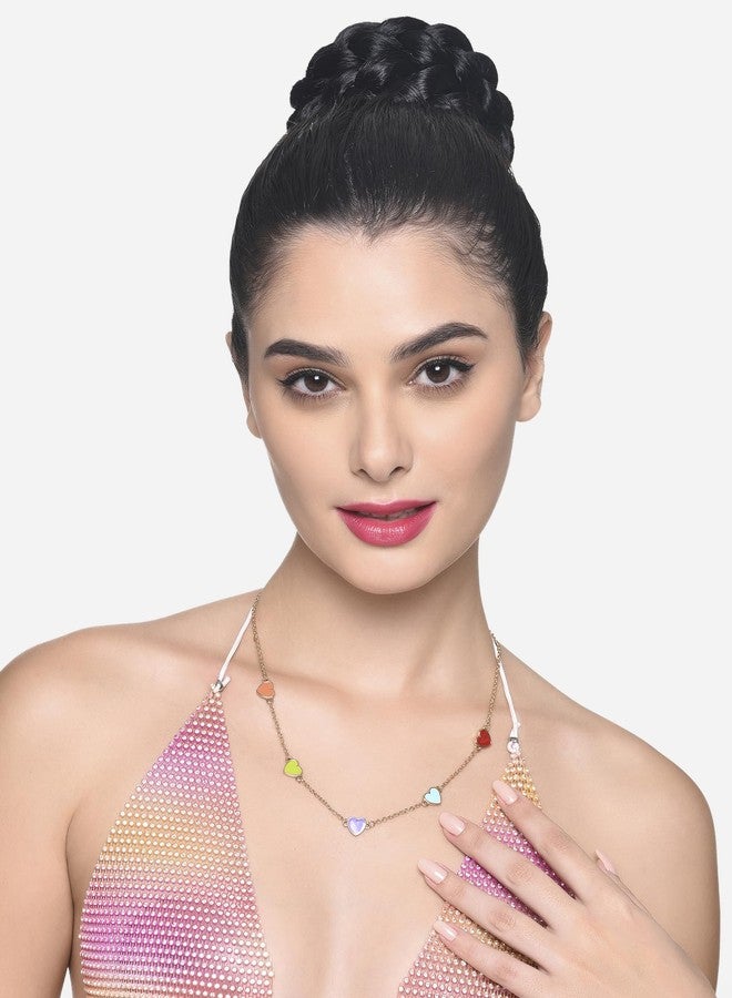 أيه إم أي سلسلة قلوب مطلية بالمينا متعددة الألوان بتصميم عصري للنساء - ZPFK19735 - Image 5