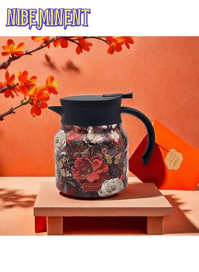 NIBEMINENT 800ML Stainless Steel Flower Theme Tea Infuser, High Capacity Tea Water Separation Pot for White Tea Steeping - Image 1