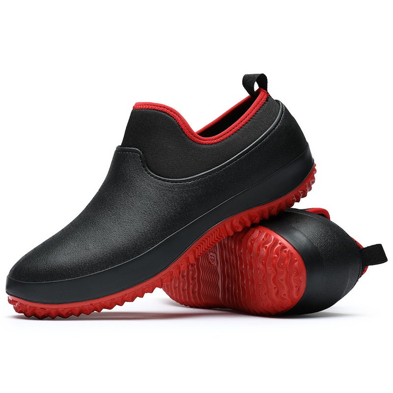 Chef Shoes Kitchen Shoes Eva Water Shoes Men'S And Women'S Catering Low Black Leather Work Shoes Large Size A Generation Of Hair - Image 2