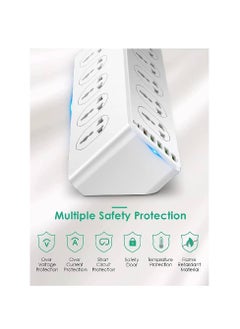 JBQ 10 Way Power Extension Cord Surge Protector Strip Heavy Duty Universal Electrical Socket White  - Image 4