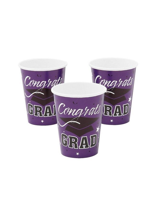 Fun Express Congrats Grad Purple 9Oz Cups (25Pc) Party Supplies 25 Pieces - Image 1