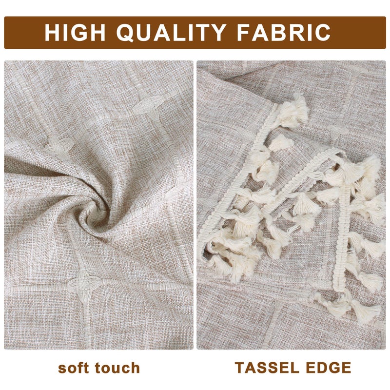 Ajerg Coffee Table Cloth, Boho Coffee Table Cover for Living Room Tablecloth Cover with Pockets & Tassel, Rectangle Striped Coffee Tablecloths Washer Dryer Fridge Top Dust Cover - 20x57inch - Image 3