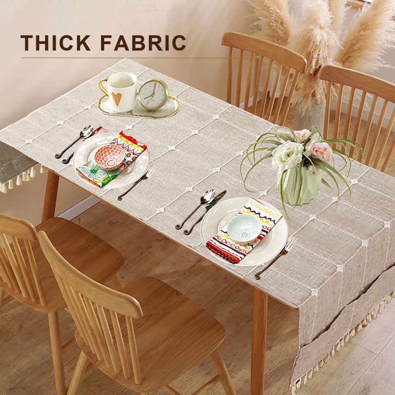 Ajerg Coffee Table Cloth, Boho Coffee Table Cover for Living Room Tablecloth Cover with Pockets & Tassel, Rectangle Striped Coffee Tablecloths Washer Dryer Fridge Top Dust Cover - 20x57inch - Image 5