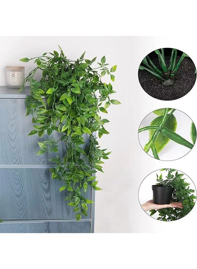 YELIN Artificial Hanging Mandala Vine Plant in Pot with Realistic Faux Leaves Eco-Friendly Fake Hanging Plant with Pot Decor for Home and Office Indoor and Outdoor Garden Shelf - Image 2