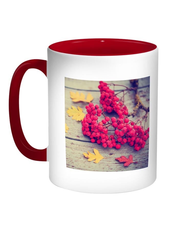 RYN Mulberry Printed Coffee Mug Red/White/Pink 11ounce