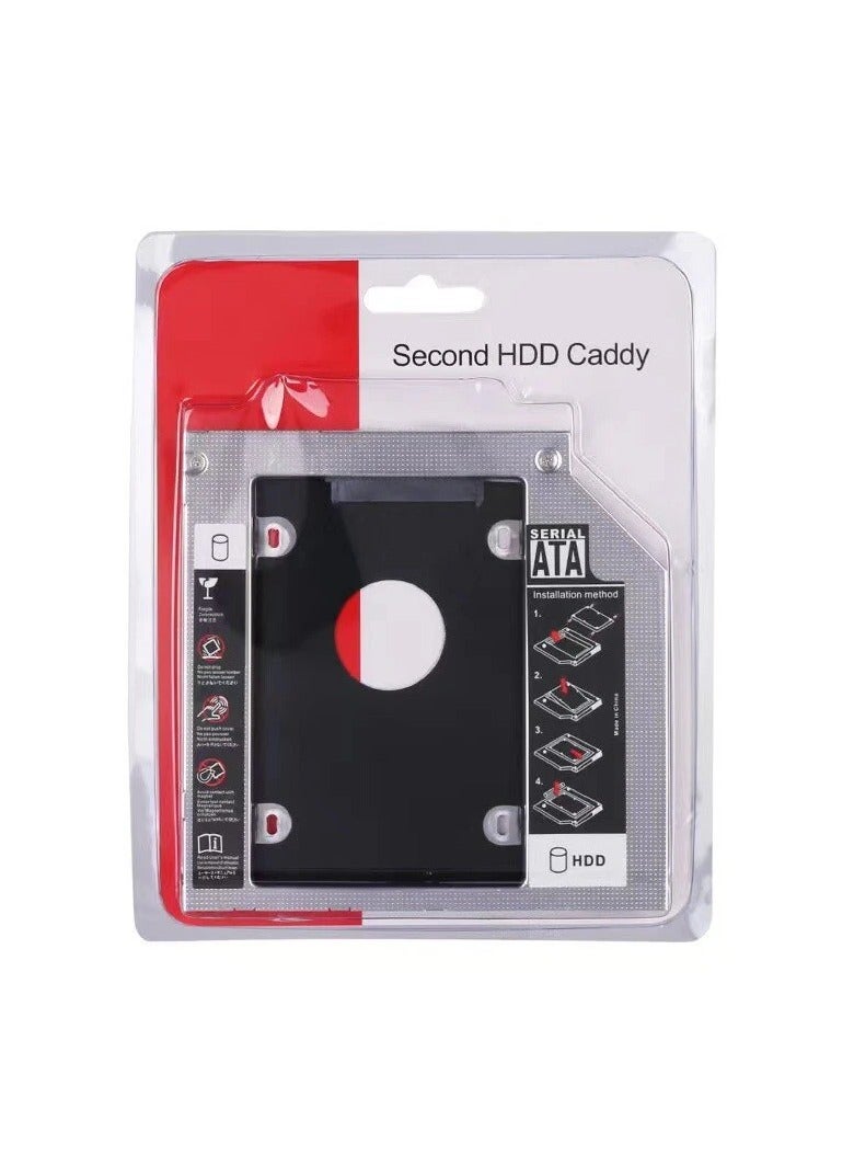 Aluminum SSD HDD 2nd Hard Disk Drive Caddy Case Adapter for Universal Laptop CD/DVD-ROM Optical Bay - 12.7mm - Image 2