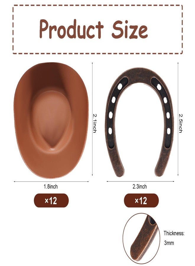 yeabwps 24Pcs Mini Cowboy Hats and Horseshoe Decorations for Western Theme Party, Wedding Centerpieces, Birthday - Image 2