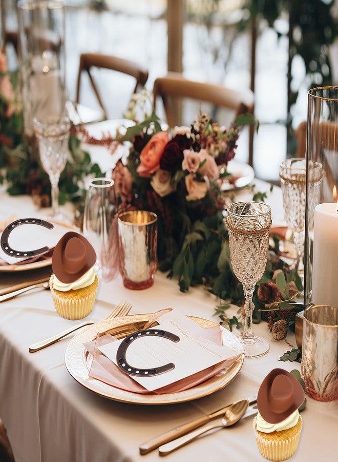 yeabwps 24Pcs Mini Cowboy Hats and Horseshoe Decorations for Western Theme Party, Wedding Centerpieces, Birthday - Image 4