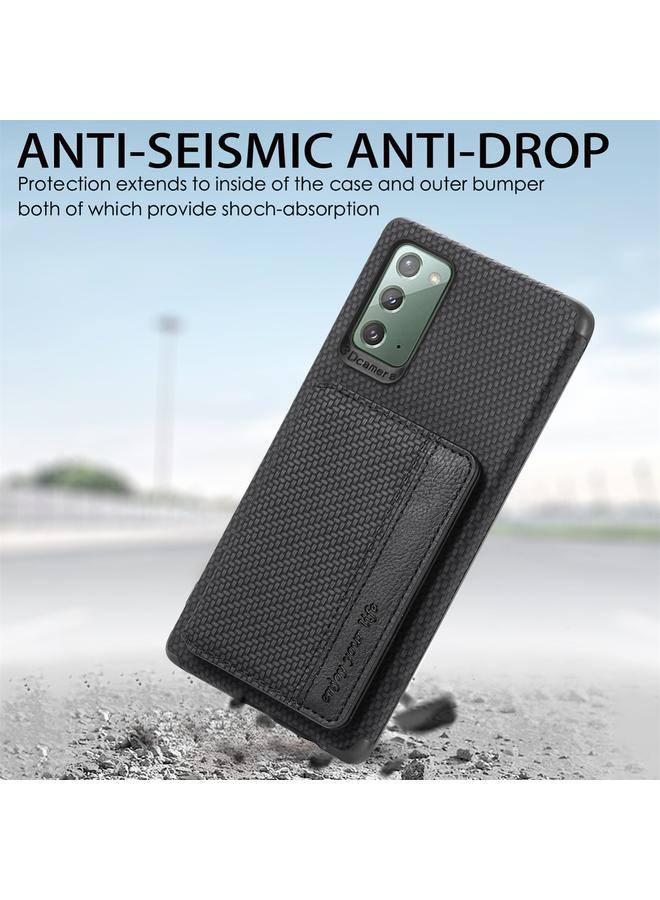 erorex Case For Samsung Galaxy A51 5G Carbon Fiber Magnetic Card Bag TPU+PU Shockproof Back Cover Case with Holder & Card Slot & Photo Frame - Image 4