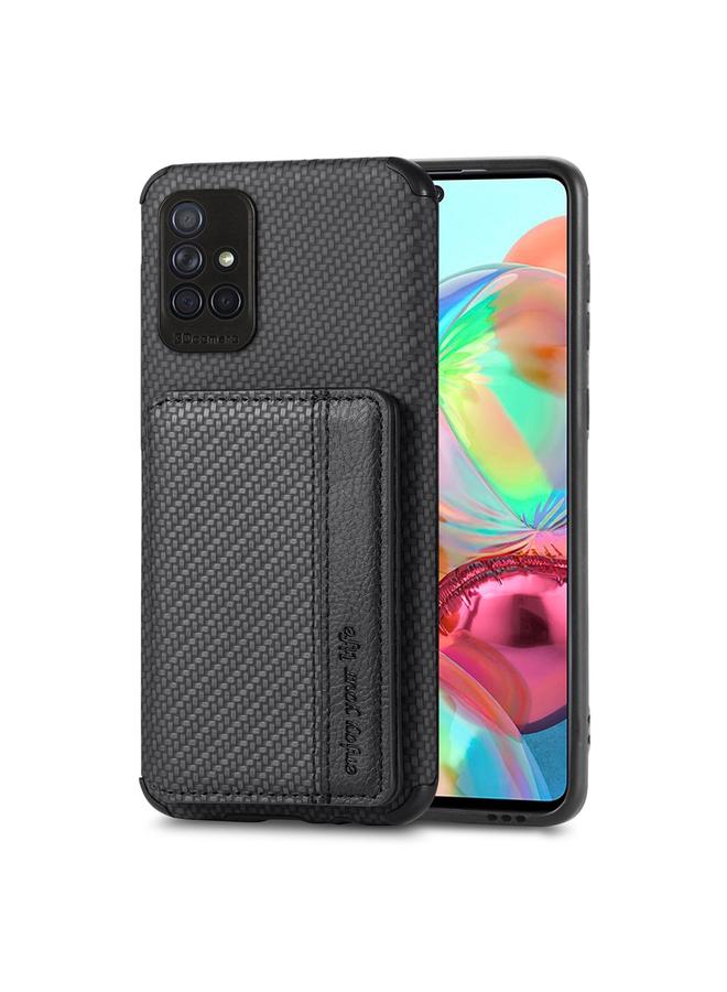 erorex Case For Samsung Galaxy A51 5G Carbon Fiber Magnetic Card Bag TPU+PU Shockproof Back Cover Case with Holder & Card Slot & Photo Frame - Image 2