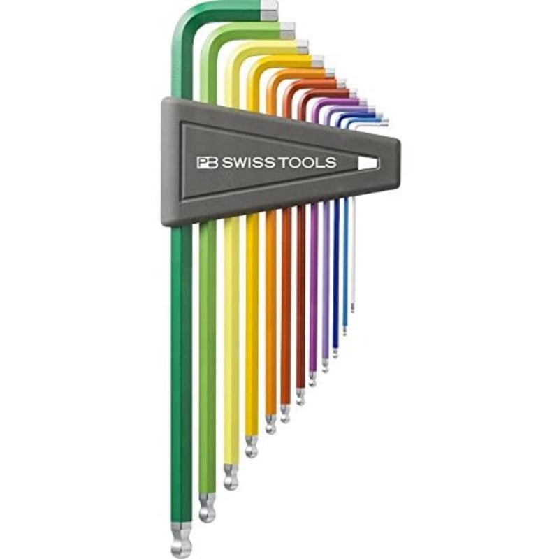 PB SWISS TOOLS 12-Piece Rainbow Chrome Plated Ball End Hex Key Set 1/2" to 5/16"