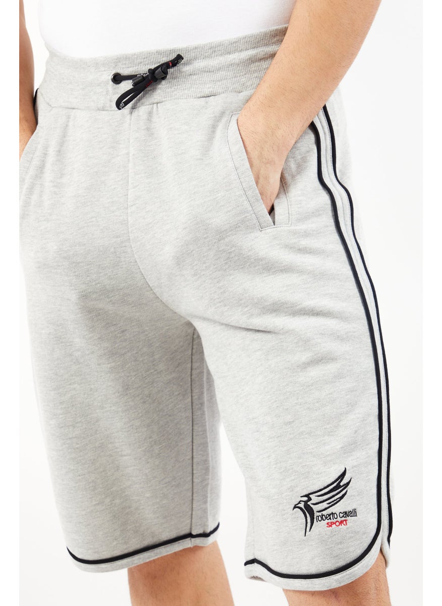 roberto cavalli Men Sportswear Fit Training Shorts, Grey  - Image 3