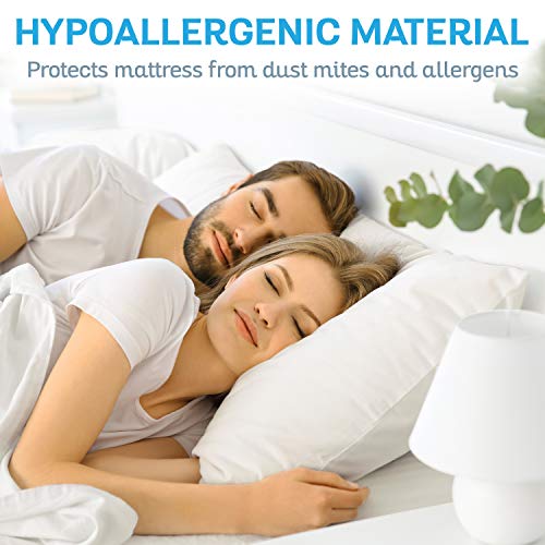 SURES حامي مرتبة سوريز المقاوم للماء - ملاءة سرير بحجم كاليفورنيا كينغ - ملاءة سرير قابلة للغسل في الغسالة - وسادة تغطية مقاومة للتبول - للأطفال، البالغين، وكبار السن - Image 5