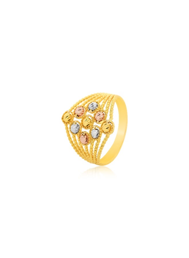 BAFLEH JEWELLERY Radiant Trio – Elegant 3-Tone 21K Gold Ring  - Image 1