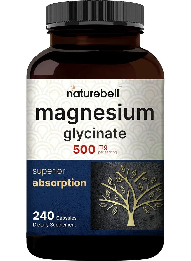 NatureBell Magnesium Glycinate Capsules 500mg | 240 Count - Image 1