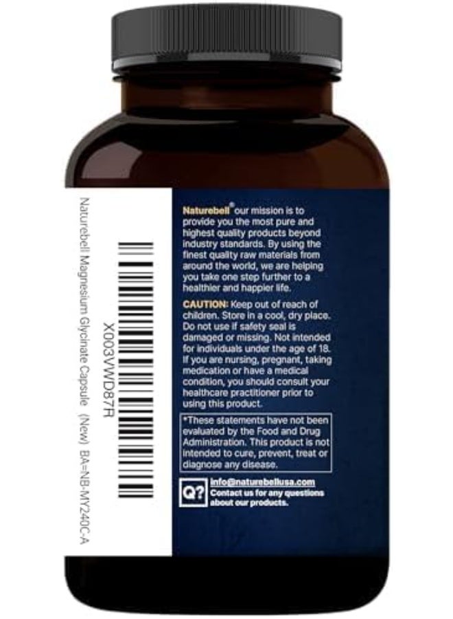 NatureBell Magnesium Glycinate Capsules 500mg | 240 Count - Image 3