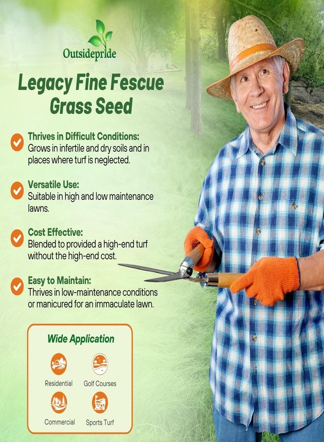 Outsidepride Legacy Fine Fescue Grass Seed Mix - 10 lbs. Shade & Sun Tolerant Blend of Hard Fescue, Chewings Fescue & Creeping Red Fescue with OptiGrowth Coating for Better Establishment - Image 3
