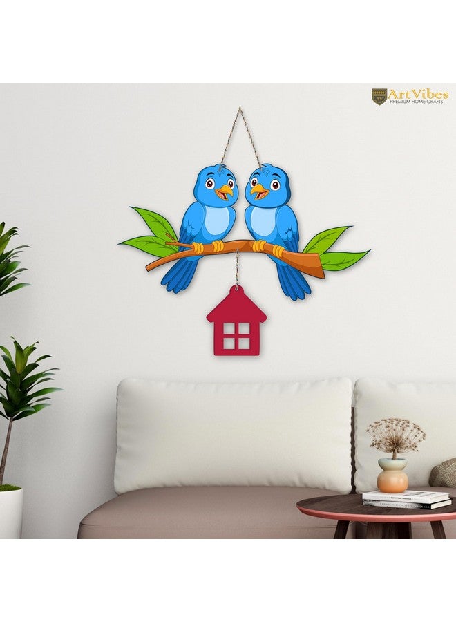 Artvibes Cute Pair of Birds Wooden Wall Hanging for Home Decoration | Garden Balcony | Office | Cafe | Decorative Door Hanging | Festive Decor Art Items (WH_9109N), Pack of 1 - Image 1