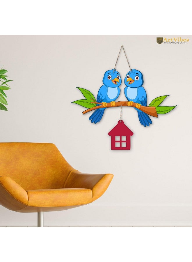 Artvibes Cute Pair of Birds Wooden Wall Hanging for Home Decoration | Garden Balcony | Office | Cafe | Decorative Door Hanging | Festive Decor Art Items (WH_9109N), Pack of 1 - Image 2