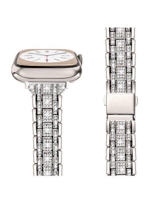 Bling Slim Band Designed For apple watch band 38mm 40mm 41mm Series 8/7/6/5/4/3/2/1 SE, Shiny Women Diamond Rhinestone Metal Strap for iwatch (42MM/44MM/45MM, Starlight)