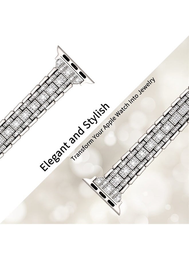 Bling Slim Band Designed For apple watch band 38mm 40mm 41mm Series 8/7/6/5/4/3/2/1 SE, Shiny Women Diamond Rhinestone Metal Strap for iwatch (42MM/44MM/45MM, Starlight)