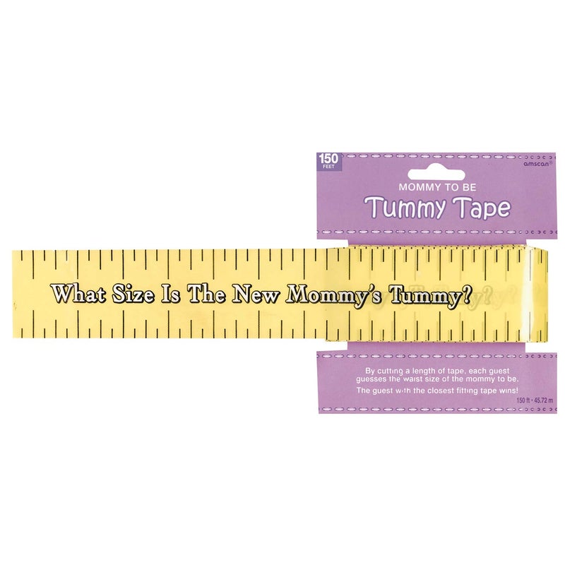 Amscan Delightful Tummy Measure Game Baby Shower Party Novelty Favors 2in x 150ft Yellow - Image 1