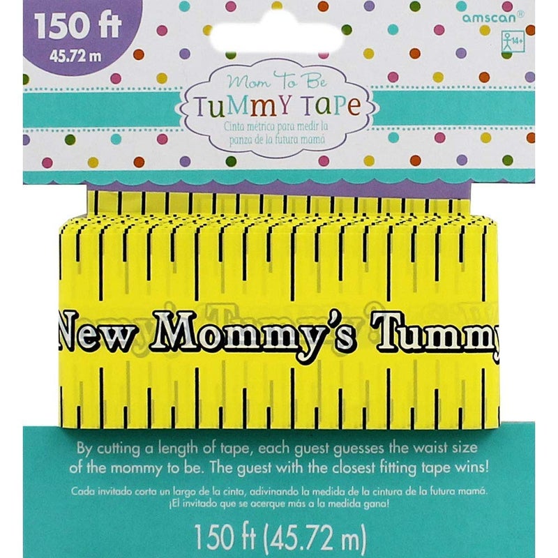 Amscan Delightful Tummy Measure Game Baby Shower Party Novelty Favors 2in x 150ft Yellow - Image 2