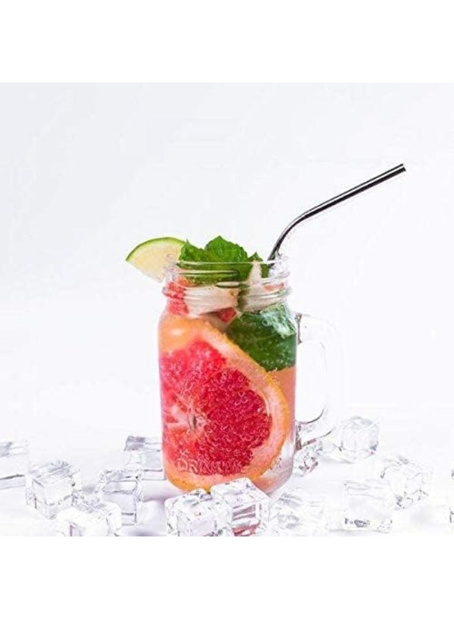 Reusable Metal Drinking Straws 304 Stainless Steel Sturdy Bent Straight Drinks Straw with Cleaning Brush, 4 pcs - Image 2