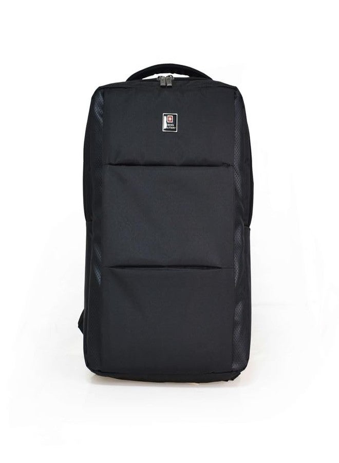 SWISS MILITARY حقيبة ظهر لابتوب سويس ميلتاري ركتو سوداء بسعة 17 لتر، تناسب لابتوب حتى 15.6 بوصة، جيوب أمامية وجانبية للوصول السريع، تصميم خفيف الوزن ومتين للمكتب، الجامعة والتنقل اليومي - Image 2