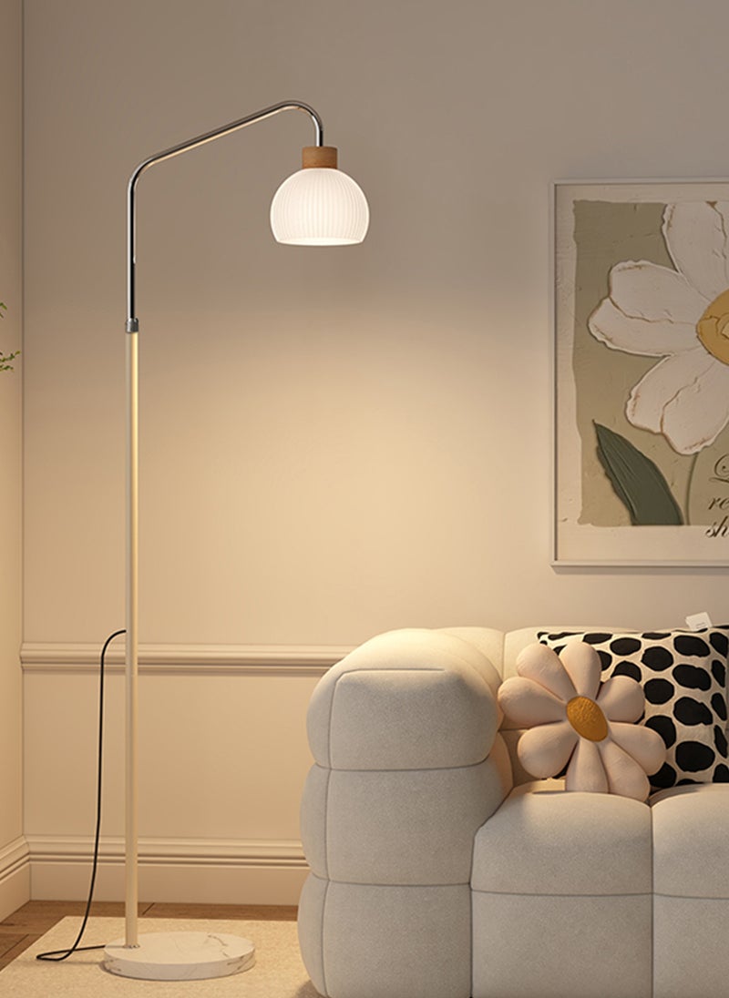 Onelight Cream Glass Shade Floor Lamp Standing Lamp with Cream Color Pole Wooden Three Color Lighting Foot Switch Ideal for Living Room and Bedroom - Image 3