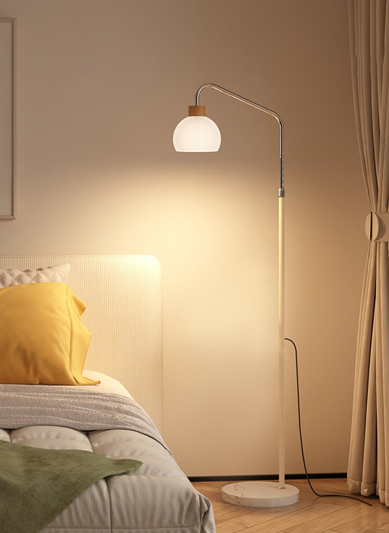 Onelight Cream Glass Shade Floor Lamp Standing Lamp with Cream Color Pole Wooden Three Color Lighting Foot Switch Ideal for Living Room and Bedroom - Image 4