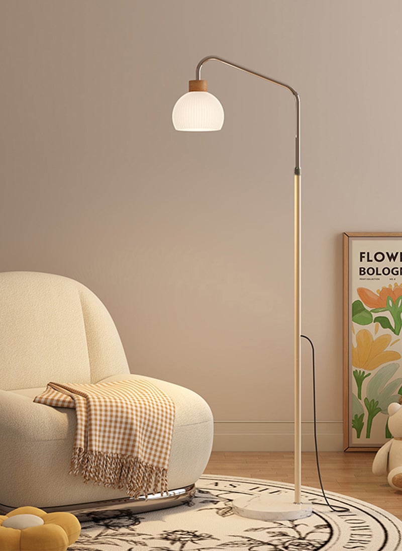 Onelight Cream Glass Shade Floor Lamp Standing Lamp with Cream Color Pole Wooden Three Color Lighting Foot Switch Ideal for Living Room and Bedroom - Image 2