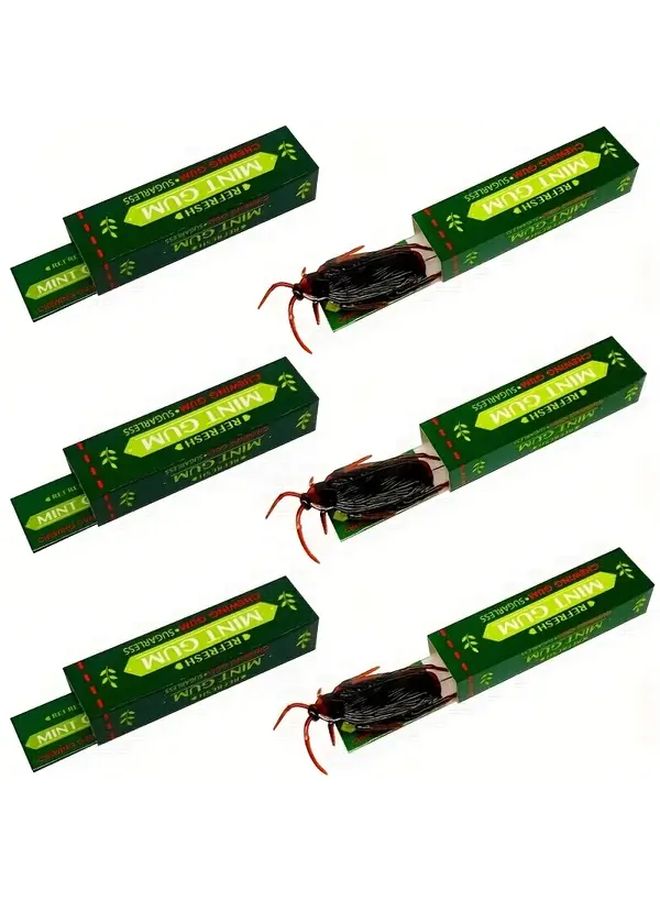 6 Pcs Realistic Cockroach Chew Gum Prank Fake Bug Gag Gifts For Adults Halloween - Image 1