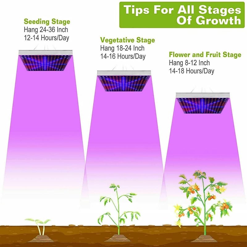لوحة إضاءة LED بقدرة 8500 واط، 225 مصباح LED كامل الطيف للنباتات الداخلية لزهرة الخضار، تغطية عالية الكفاءة تصل إلى 32.5 قدم مربع، مع شماعة ومؤقت - Image 5